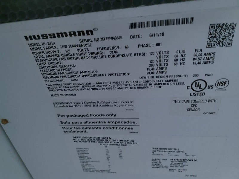 Hussman Cooler - 4 Doors (1) , Hussman Cooler - 2/3 Doors (1) - Load #222303