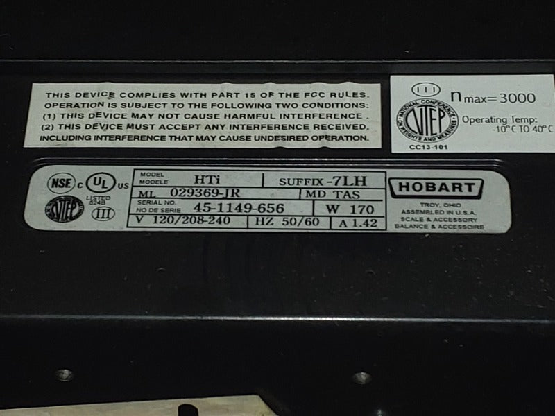 HOBART HTI DELI SCALE (WITHOUT BACK SCREEN) (3) , HOBART HTI (WITH BACK SCREEN) (2)  - Load #232635