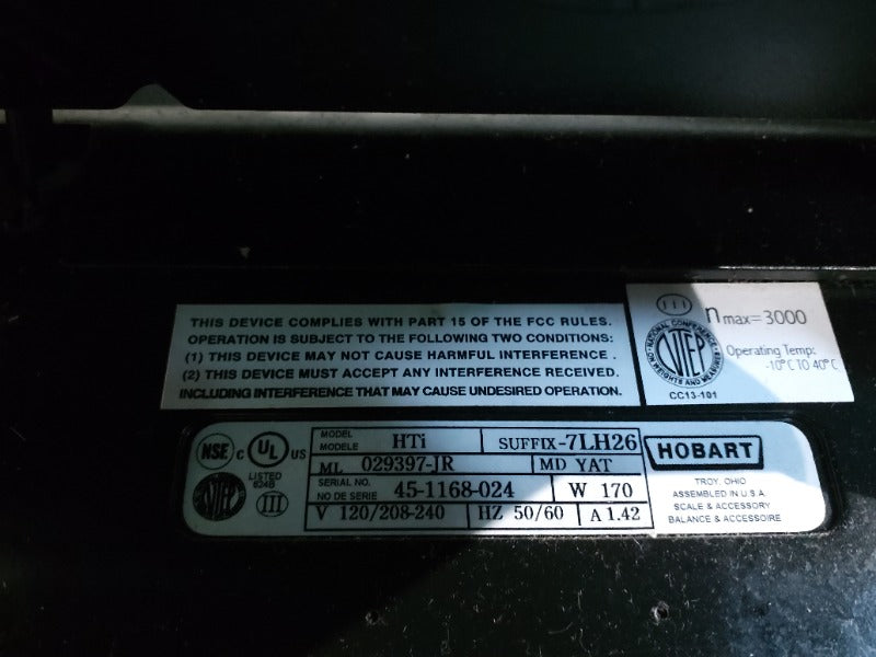HOBART HTI (WITH BACK SCREEN) (3) , HOBART HTI DELI SCALE (WITHOUT BACK SCREEN) (3)  - Load #234192