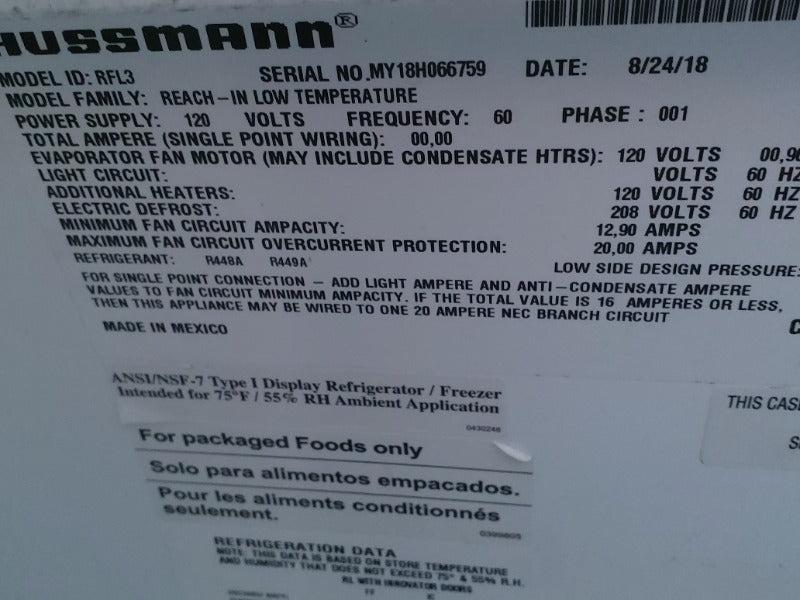 Hussman Cooler - 4 Doors (2) , Hussman Cooler - 2/3 Doors (1) , Hussman Cooler - 6 Doors (3)  - Load #244192