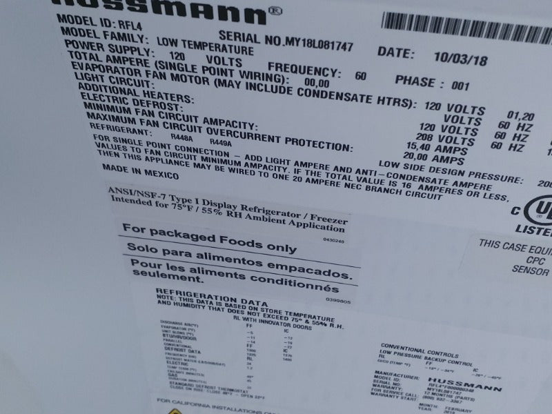 Hussman Cooler - 4 Doors (2) , Hussman Cooler - 2/3 Doors (1) , Hussman Cooler - 6 Doors (3)  - Load #244192
