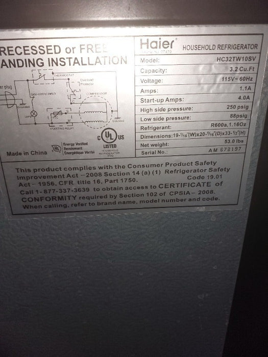 Refrigeration  - Load #243151