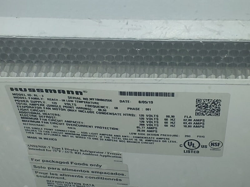 Refrigeration Case (Hussmann) (2) , Hussman Cooler - 2/3 Doors (1) , Hussman Cooler - 6 Doors (1)  - Load #250229