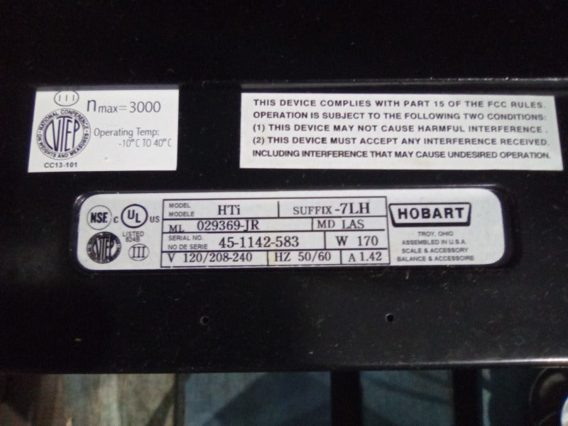 HOBART HTI (WITH BACK SCREEN) (5) , HOBART HTI DELI SCALE (WITHOUT BACK SCREEN) (2)  - Load #256135
