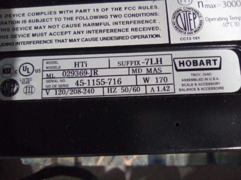 HOBART HTI (WITH BACK SCREEN) (5) , HOBART HTI DELI SCALE (WITHOUT BACK SCREEN) (2)  - Load #256135