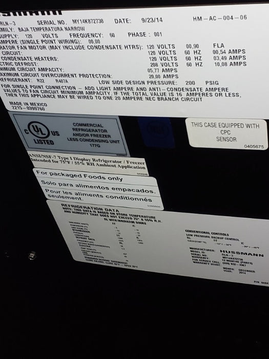 Refrigeration Case (Hussmann) (1)  - Load #254500