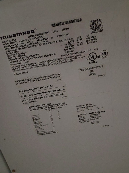 Hussman Cooler - 2/3 Doors (1)  - Load #302985