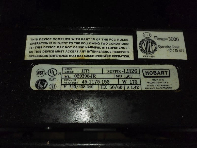 HOBART HTI DELI SCALE (WITHOUT BACK SCREEN) (6)  - Load #303732