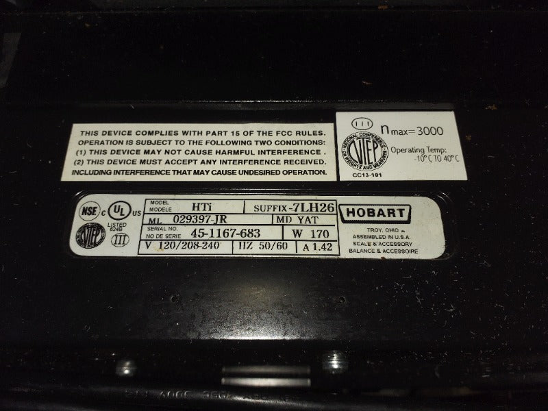 HOBART HTI DELI SCALE (WITHOUT BACK SCREEN) (6)  - Load #303732