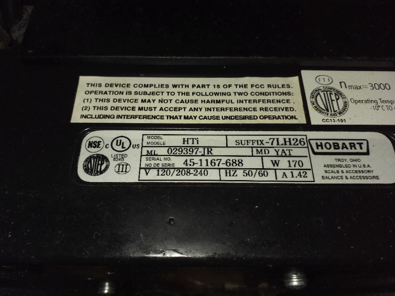 HOBART HTI DELI SCALE (WITHOUT BACK SCREEN) (6)  - Load #303732