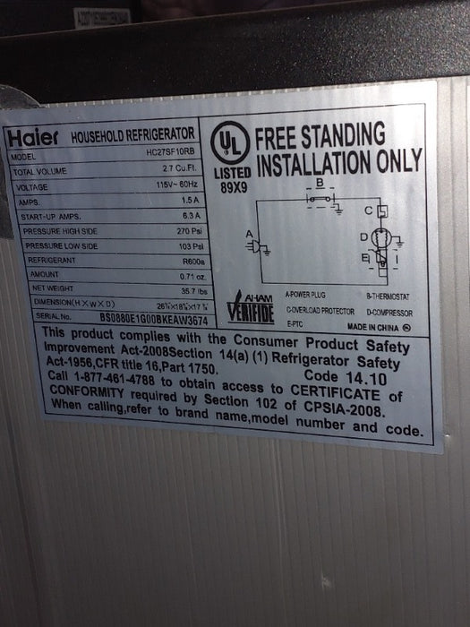 Refrigeration  - Load #230957