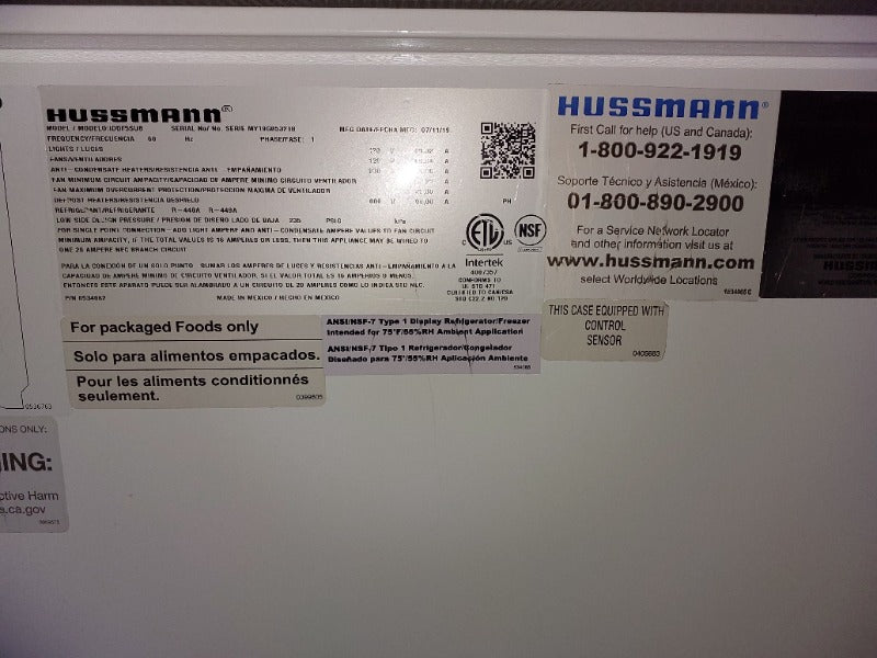 Hussman Cooler - 6 Doors (2) , Hussman Cooler - 4 Doors (2) , Hussman Cooler - 2/3 Doors (1)  - Load #235613