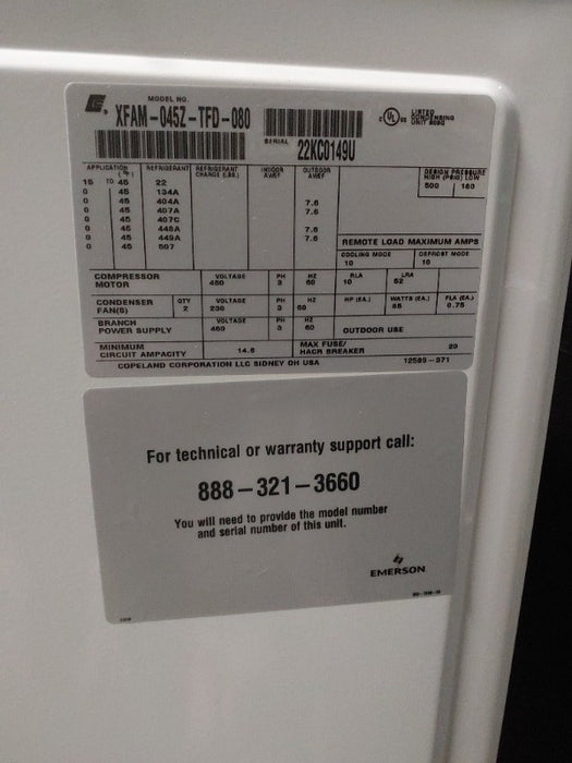 Copeland Scroll Outdoor Refrigeration Unit (1)  - Load #238553