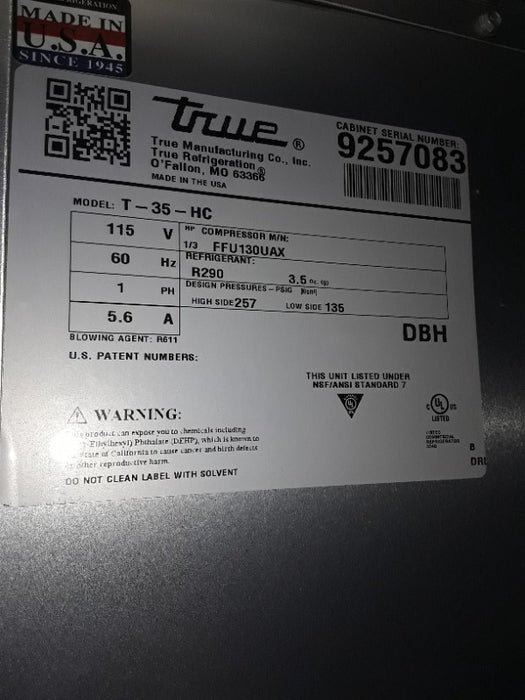 True Two Section Refrigerator (1)  - Load #237361