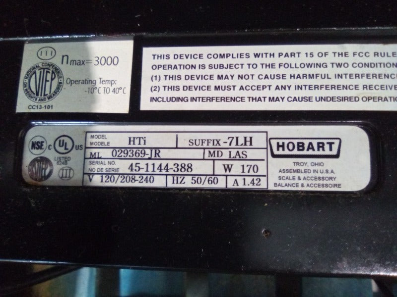 HOBART HTI (WITH BACK SCREEN) (5) , HOBART HTI DELI SCALE (WITHOUT BACK SCREEN) (4)  - Load #267692