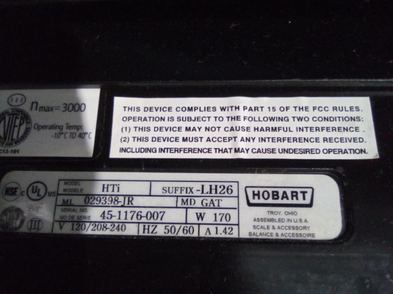 HOBART HTI (WITH BACK SCREEN) (5) , HOBART HTI DELI SCALE (WITHOUT BACK SCREEN) (4)  - Load #267692