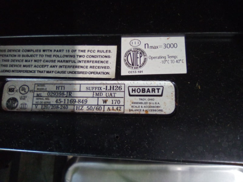 HOBART HTI (WITH BACK SCREEN) (5) , HOBART HTI DELI SCALE (WITHOUT BACK SCREEN) (4)  - Load #267692