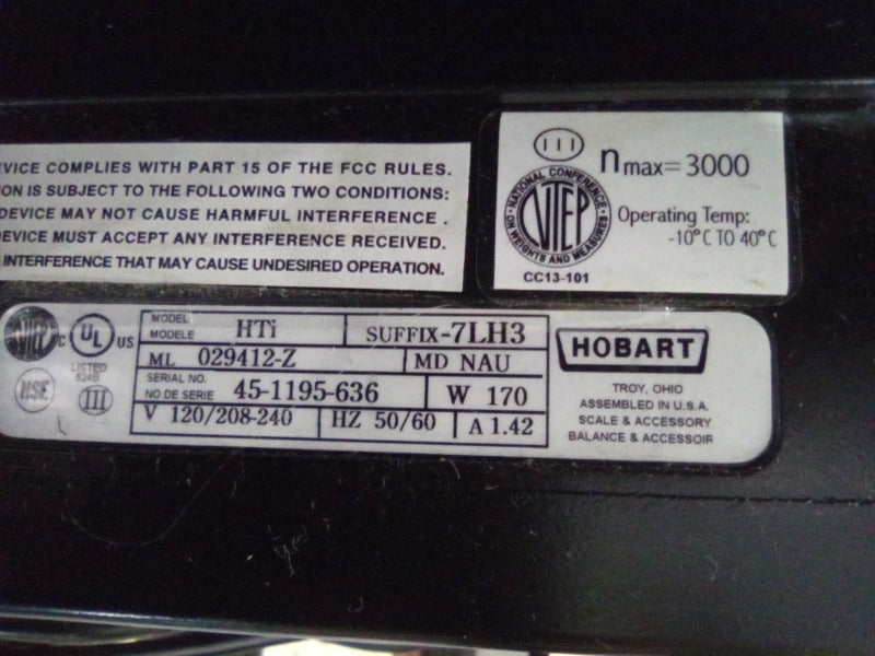 HOBART HTI (WITH BACK SCREEN) (4) , HOBART HTI DELI SCALE (WITHOUT BACK SCREEN) (1)  - Load #267693