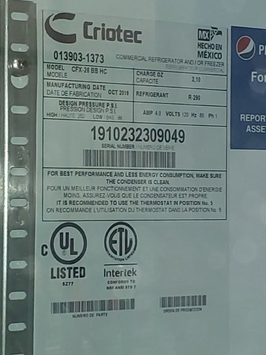 Refrigerator w2355 - Load #290474