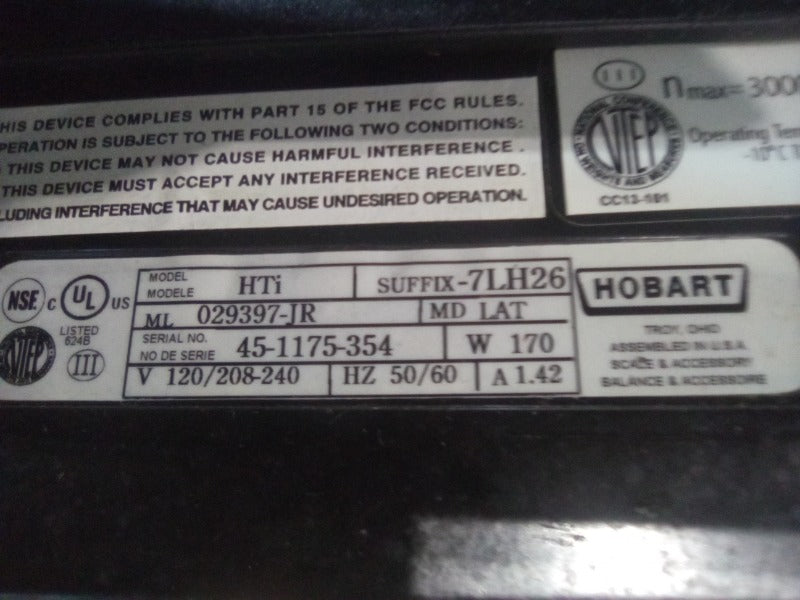HOBART HTI DELI SCALE (WITHOUT BACK SCREEN) (1) , HOBART HTI (WITH BACK SCREEN) (5)  - Load #303734