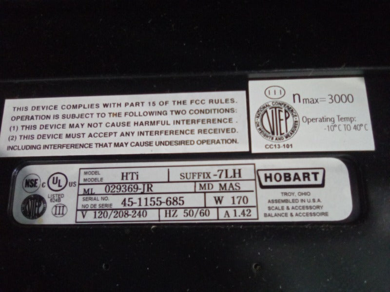 HOBART HTI (WITH BACK SCREEN) (4)  - Load #304743