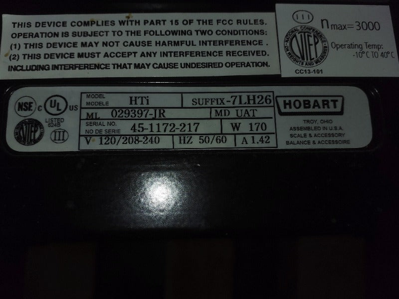 Hobart HTi-LH (4) , HOBART HTI DELI SCALE (WITHOUT BACK SCREEN) (2)  - Load #303733