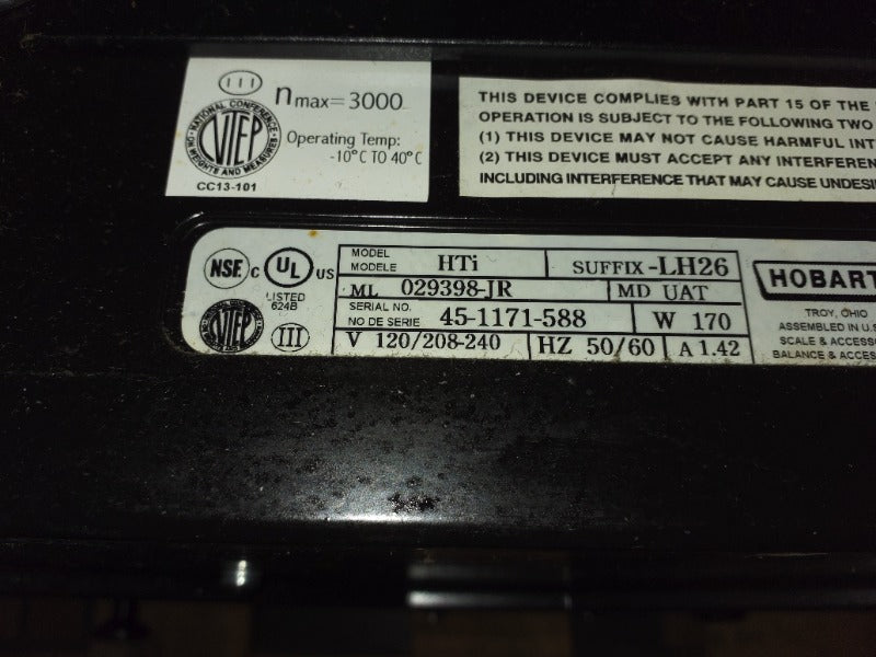 Hobart HTi-LH (4) , HOBART HTI DELI SCALE (WITHOUT BACK SCREEN) (2)  - Load #303733