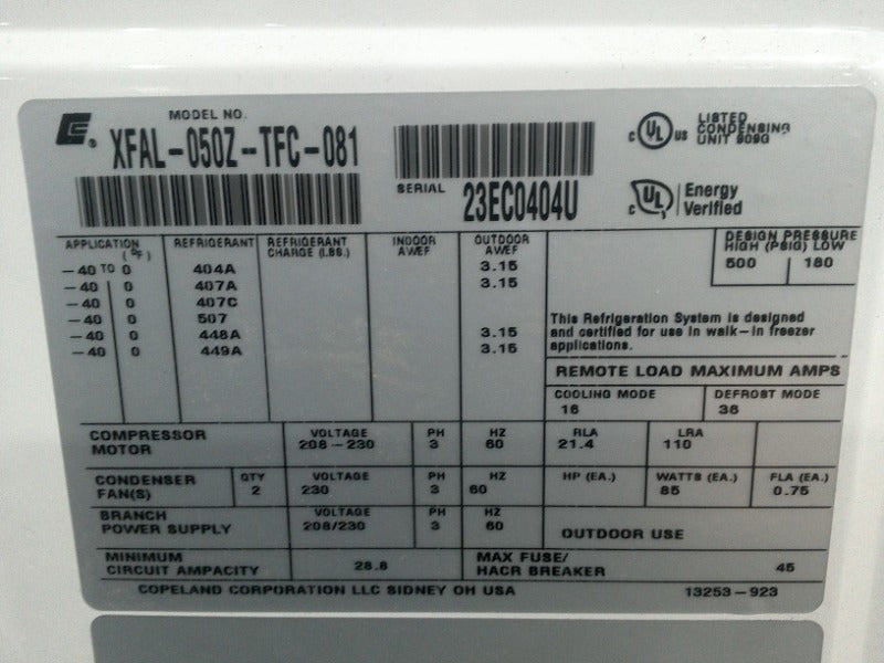 Copeland Scroll Outdoor Refrigeration Unit (4)  - Load #237484