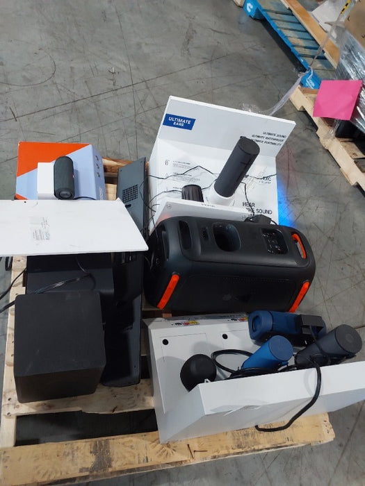 Great deal on a mixed load of used Audi electronic equipment available for pick up in Greenfield, IN today. 46 Pallet Positions. Load includes  Bluetooth Speaker 93, Sound bar system 22, and Bluetooth PA Speaker 43. Buy them on 1GNITE Marketplace today.