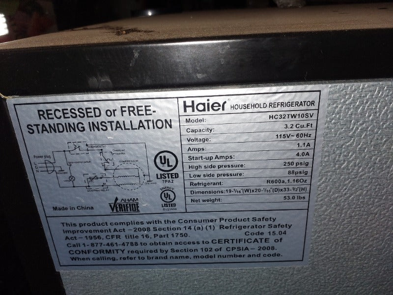Refrigeration Load - Load #203586